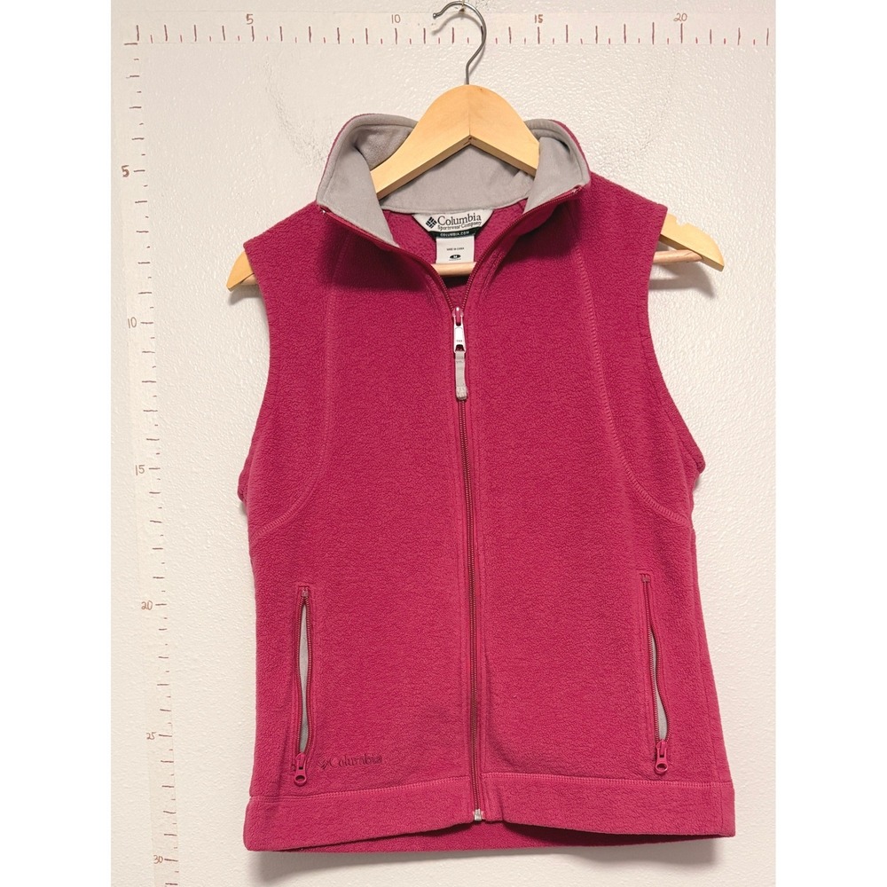 Columbia Fleece Vest Women M Pink Full Zip Sleeveless Outdoor‎ Gorpcore WL1017